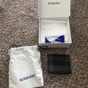 Men's Brand New Burberry Check Bifold Wallet Charcoal
